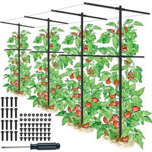 4 Pack Metal Detachable Raspberry & Grape Vine Trellis for Climbing Plants, Heavy-Duty 7 Ft Tall Large Vineyard Trellis Support, Sturdy Garden Stakes for Outdoor Raised Beds Vegetables Fruits Flowers, 4 Pcs