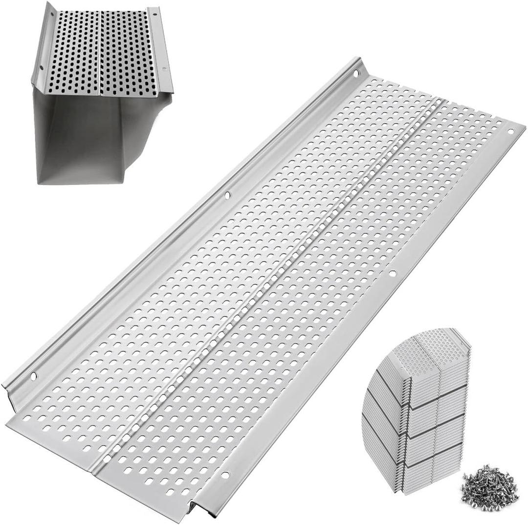 Gutter Guard, 5 inch Aluminum Gutter Guards, 40Pack-160ft, DIY Leaf Guards Protection for Gutters, 5" Rain Gutter Screen for Downspouts & Roof, Prevents Clogs & Debris, with Screws
