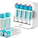 Rechargeable AA 1.5V Lithium Batteries 8-Pack, Full-Recharged Long-Lasting 3500mWh High-Capacity 2300+mAh Dual A with Fast Charger Combo for High-Tech Devices, Blink Cameras, Cycle Times 1300x
, Pack of 2