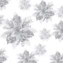 36 Pcs Christmas Glitter Artificial Poinsettia Flowers Xmas Poinsettia Artificial Wedding Flowers Decorations Xmas Tree Ornaments with Clips for Party, 6 Inch, 4 Inch, 3 Inch(Silver)