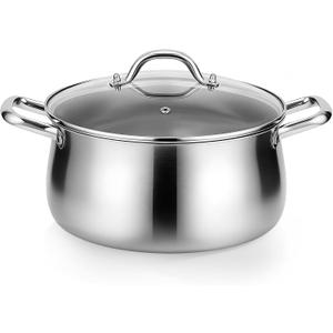 Tifanso Stainless Steel Stock Pot - 8 Quart 3Ply Heavy Duty Large Induction Cooking Pot with Lid for Pasta, Soup, Spaghetti, Nonstick Deep Stockpot, Kitchen Cookware for Stew, Simmer, Canning, Boiling