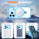 for iPhone 17 Pro Case with Magnetic Invisible Stand [Compatible with MagSafe] Military Drop Protection Shockproof Slim Translucent Skin-Touch Case Cover Light Blue