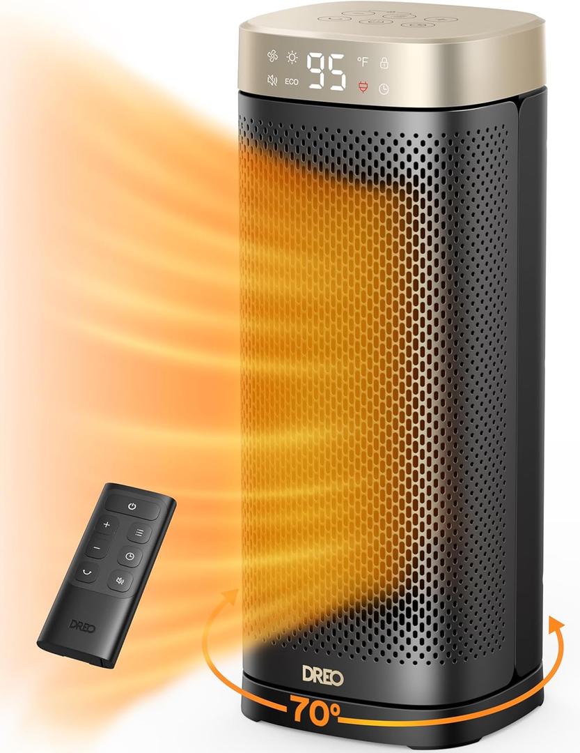 Dreo Space Heaters for Indoor Use Large Room, 70  Oscillation, Fast Heating Ceramic Electric with Digital Thermostat, Remote Control, 1-12H Timer, Overheat Protection, Safety Heater for Bedroom