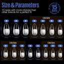 4 x MEFA Nail Tips, Medium Almond 15 Sizes, 600 Pcs Pre-shaped Half Matte Full Cover Acrylic Nail Tips Press on Nails for Nail Extension Home DIY Salon Manicure