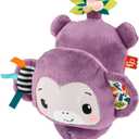Fisher-Price Baby Stroller Toy Sing & Go Purple Monkey Musical Sensory Plush with Crinkle & Clackers for Newborns from Birth+