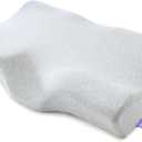 C CUSHION LAB Extra Dense Ergonomic Cervical Pillow for Firm Neck Support - Orthopedic Contour Pillow for Back/Side Sleeper Neck Relief, CertiPURUS Memory Foam Pillow with Organic Cotton Cover