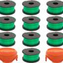 IVONNEY SF-080 Replacement Spool for Black and Decker Trimmer Spool Compatible with GH3000 LST540 LST540B GH3000R, 20-Foot 0.08-Inch Auto Feed Trimmer Line (10 Pack with 2 pcs 90583594 Caps)