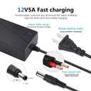 12V 5A Power Adapter 60W AC/DC Converter Suitable for LED Strips, Surveillance Cameras, CCTV CameraMini Fan and Computer Monitors. Features a 5.5x2.5mm Connector and a 2.1mm Plug.