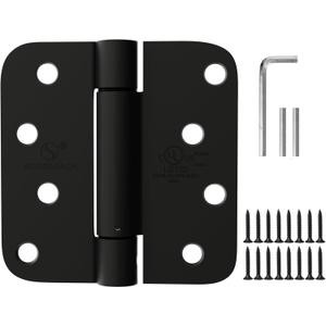 Self Closing Hinge 4 Inch Matte Black Auto Close Door Hinges Adjustable 4 Inch Spring Hinges 4"x 4" Door Closer Hinge 5/8" Radius Corner for Commercial Grade Auto Self-Closing UL Listed, 2 Pack