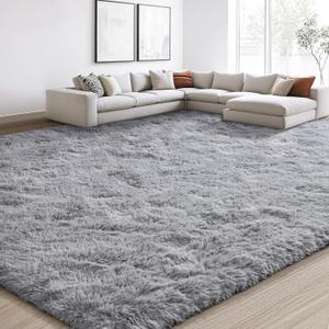 EVOIONOS 10x14 Washable Large Area Rug for Living Room, Fluffy Shag Rug for Bedroom, Ultra Soft Plush Non Slip Carpet for Indoor Floor Bedside Nursery Kids Girl Room Dorm, Home Decor Aesthetic, Grey