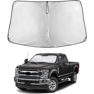 EcoNour Windshield Sunshade Compatible for Ford Super Duty F250 F350 F450 F550 2017-2024 2025 2026, Sun Visor for Front Windshield & Window Sun Shade Cover, UV Heat Protector, Car Accessories