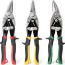 HURRICANE 3 pc Aviation Tin Snips Set, Metal Cutter Shear for Cut Sheet Metal, Chrome Vanadium Steel, Straight Left and Right, Ergonomical TyreGrip Handle with Hang Hole and Safety Latch
