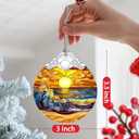 4 x Christmas Ornament, Christmas Decoration, Stained Glass Ornament, Heirloom Keepsakes, Holiday Ornaments, Holiday Presents, Unique Xmas Gifts, Gift Exchange Ornaments, Gift Idea - Waves on The Beach