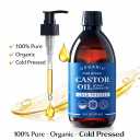 Castor Oil Organic Cold Pressed,100% Pure Hexane Free, Unrefined Natural Oil for Hair Growth, Eyelashes, Eyebrows, Skin & Body Moisturizing,16Oz