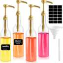 4 Pack Syrup Dispenser for Coffee Bar,25.4 oz/750 ml Clear Syrup Dispenser with 1/3 oz Gold Pump, Funnel and Comprehensive Label for Coffee Bar Accessories Essentials