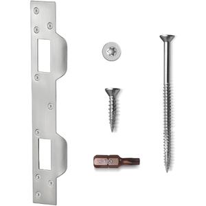 Door Strike Plate Oil Rubbed Bronze, with Reinforced Torx/Star Screws & Bit, Double Hole Reinforcement Latch Striker for Exterior/Interior Deadbolt Door Knob, Satin Nickel  Door Strike Plate Oil Rubbed Bronze, with Reinforced Torx/Star Screws & Bit, Double Hole Reinforcement Latch Striker for Exterior/Interior Deadbolt Door Knob, Satin Nickel