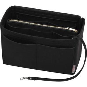 ZTUJO Purse Organizer Insert, Felt Bag Organizer with Metal Zipper, Handbag & Tote Shaper, For Speedy Neverfull Tote, 7 Sizes (Small, Black)