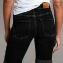 Sidefeel Women's Jean Shorts High Waisted Stretchy Bermuda Folded Hem Denim Summer Shorts (Black) Size: 4