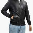 Varsity Style Leather Bomber Jacket Men - Casual Fashion Real Suede Classic MA-1 Leather Jacket Men, Size 2XL