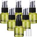 Segbeauty 6pcs 0.5oz Glass Travel Size Containers for Lotions, Mini Empty Lotion Bottles Pump Dispenser Refillable, 15ml Travel Containers for Creams, Small Hair Oil Pump Bottle Liquids Foundation