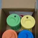 Elk and Friends Kids + Toddler Glass Cups | The Original 8oz Glass Mason Jar with Sleeves + Lids | Silicone Straws + Stopper | Smoothie Cup | Food Storage | Spill Resistant | Dishwasher Safe | 4 Pack (Green/Orange/Blue/Yellow)