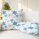CaliTime Christmas Throw Pillow Covers Decorative 18 X 18 Inches Pack of 2 Cozy Fleece Snowflakes Cushion Cases for Holiday Couch Sofa Bed Living Room Home Smoke Blue Grey