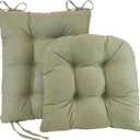 Klear Vu Omega Non-Slip Rocking Chair Cushion Set, Assembled in USA, Thick Padding & Tufted Design, Includes Seat Pad & Back Pillow with Ties, 17x17 Inches, 2-Piece Set, Twillo Thyme