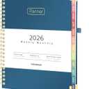 Forvencer 2026 Planner, Hardcover Calendar Planner Weekly and Monthly, Jan 2026 - Dec 2026, 6" x 8", Spiral Agenda Book with Tabs, Exquisite Daily Journal Organizer for Home School, Navy Blue