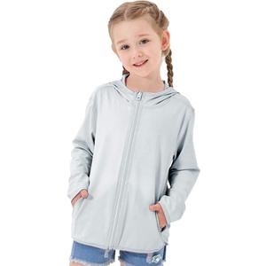 TAGIHOO Kids Active Zipper Sun Protection Jacket Boys Girls Hooded Cooling Shirt Pockets Fishing Running Outdoor (Gray, 3-4T)