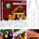 SelfTek 60 Pcs Christmas Light Hooks, 1 5/8" Fascia Board Clips, Weatherproof Plastic Gutter Clips for Hanging Outdoor Holiday Lights (White)