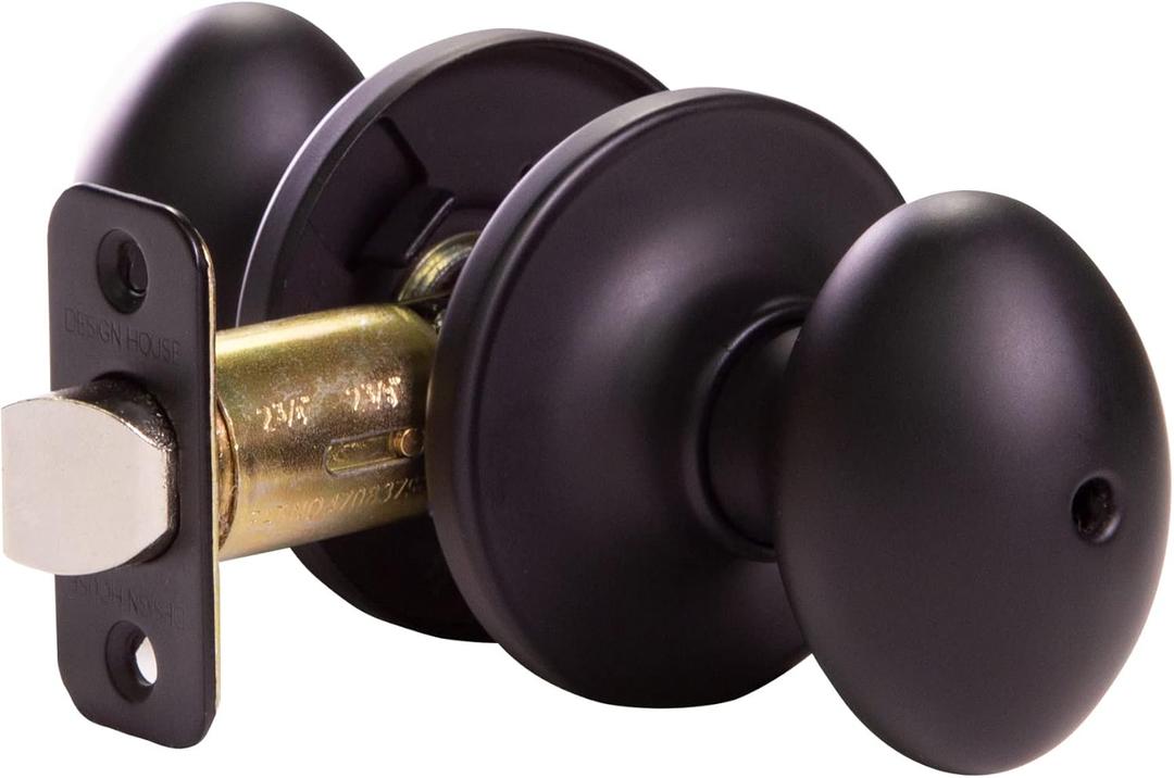 Design House 779181 Egg Privacy Bed and Bath Door Knob Matte Black