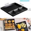 LAUCHUH Divided Serving Platters, 11 x 11 inch Porcelain Chip & Dip Serving Set Dinner Serving Tray 4 -Compartment Serving Dishes for Christmas, Candy, Nuts,Veggies, Snacks and Sauce, Black