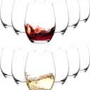Stemless Wine Glasses, 15 oz Stemless Glasses Set of 12 for Red or White Wine, Stemless Glassware, No Stem Wine Glasses, Drinking Glasses, Clear
