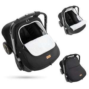 Bioby Winter Baby Car Seat Cover, Infant Car Seat Cover for Boy Girl, Roomy, Cozy, Warm, Waterproof Baby Carseat Covers Canopy with Thickened Fleece Lining, Breathable Hole, Universal Fitted Black