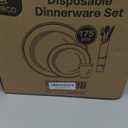 M MCIRCO 175 Piece Gold Dinnerware Set - 50 Plastic Plates, 25 Cups, 25 Pre Rolled Napkins with Plastic Silverware, Disposable Gold Dinnerware Set for 25 Guest