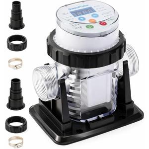 Clear Saltwater Chlorinator System for Above Ground Pools up to 10,000 Gallons,Salt Chlorine Generator Built-in Timer Salt Salinity Detection with Adapter,Self-Cleaning Saltwater Pool System