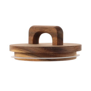 Antrader Wooden Storage Lids,4Pcs 102mm/4 inch Acacia Wooden Storage Canning Ball Jar Lids with Handlle,Wooden Lids