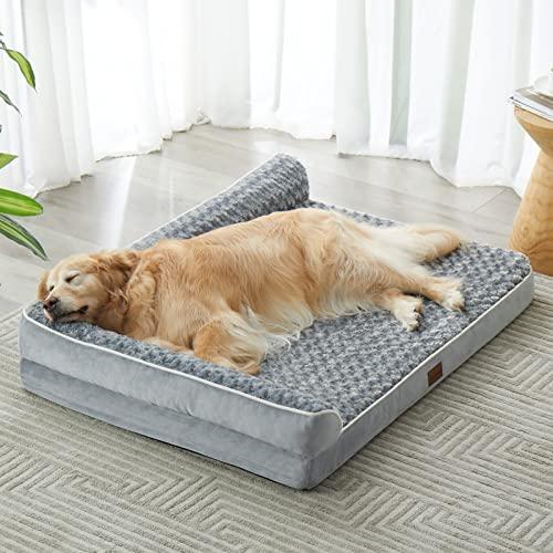 BFPETHOME Orthopedic Dog Bed for Extra Large Dogs-Big Waterproof Sofa Dog Bed with Removable Washable Cover, Large Pet Bed with Waterproof Lining and Nonskid Bottom,Pet Bed for Large Dogs, Grey