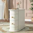 Tribesigns Wood End Table, 2-Drawer Narrow Side Table Slim Chair Solid Side Table, No Assembly Required, Finished Back, White