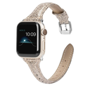 Wearlizer Thin Glitter Leather Compatible with Apple Watch Leather Bands Women 38mm 40mm 41mm 42mm 44mm 45mm 46mm 49mm for iWatch Series 11 10 9 8 7 6 5 4 3 SE/Ultra 3 2 1 Slim Bling Glistening Strap