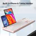 Wireless Keyboard and Mouse Combo, MARVO 2.4G Ergonomic Wireless Computer Keyboard with Phone Tablet Holder, Silent Mouse with 6 Button, Compatible with MacBook, Windows (Pink)