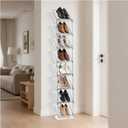 SMILHELTD Vertical Shoe Rack 8 Tiers Narrow Clear Sneaker Storage Holder Luxurious Heels Upwards Organizer Tower Space Saving Free Standing Shelf for Entryway Closet Garage (Transparent)