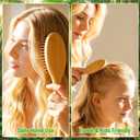 SIMPOR 5 Piece Bamboo Hair Brush Set, Natural Wooden Comb and Detangling Hairbrush for Women, Men and Kids, Scalp Massage Oval Brushes, Wide Tooth and Tail Combs for Wet, Dry, Thick, Curly Hair