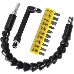 11.7in Flexible Screwdriver Bit Extension Kit - 10pc Set with 90 Angled Bits and Soft Shaft Adaptors