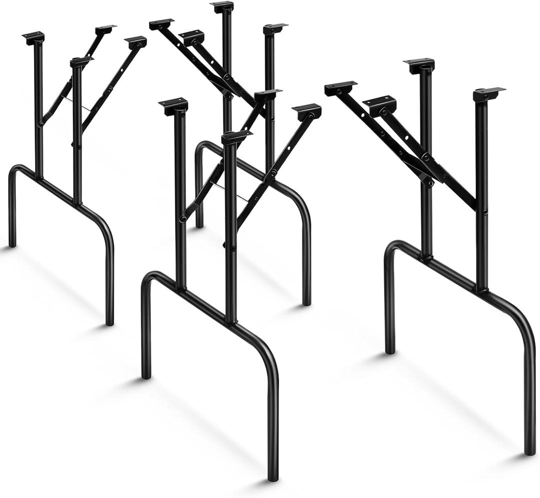 Tandefio 4 Pcs Folding Table Legs 28 Inch Banquet Foldable Table Legs Collapsible Heavy Duty Steel Furniture for Home, Kitchen, DIY or Repairs Desks (Black)