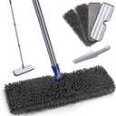 Mops for Floor Cleaning, Masthome Flat Dust Mop with 4 Reusable Pads, 2-Sided Microfiber Dust Mop for Wet & Dry Use, Flat Flip Mops for Hardwood, Laminate, Vinyl,Kitchen, Tile -1 Scraper