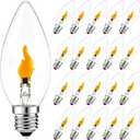 VIHOSE 12 Pack LED Flickering Flame Light Bulbs, E26 Standard Base 2 Mode Fire Effect Bulbs, C35 Shape Fire Light Bulb for Ambient Porch Outdoor Indoor Fireplace, Not Dimmable