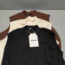 3 Pack Women's Sleeveless Mock Turtlenecks Shirts, Ribbed Stretch Slim Fitted Tank Top Basic Lightweight Bustier Tee (X-Large, Black, Brown, Cream)