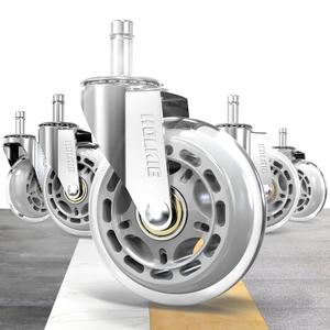 HOLKIE Gaming Chair Wheels - Silent Roller Blade Casters for Esports Rig Replacement - Heavy Duty 11x22mm - Smooth 360 Stealth Glide for Hardwood & Carpet - Set of 5 Silver