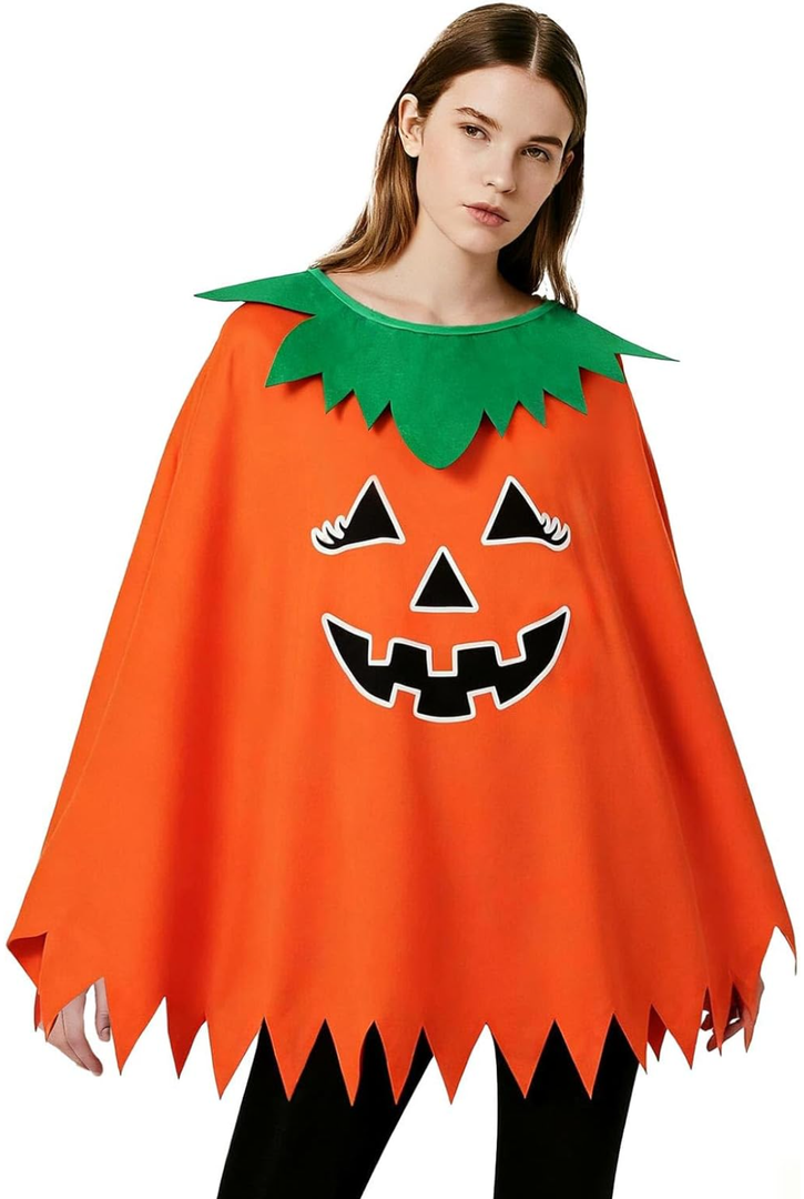 3 Pack Halloween Pumpkin Costume Adult, Halloween Accessories for Women - Glow in the Dark Lightweight Poncho Cape & Witch Cloak Accessory for Party 3 Pack Halloween Pumpkin Costume Adult, Halloween Accessories for Women - Glow in the Dark Lightweight Poncho Cape & Witch Cloak Accessory for Party